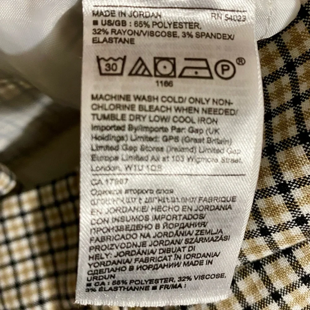 Banana Republic Plaid Cropped & Cuffed Trousers Women’s Size 4 White Black Tan